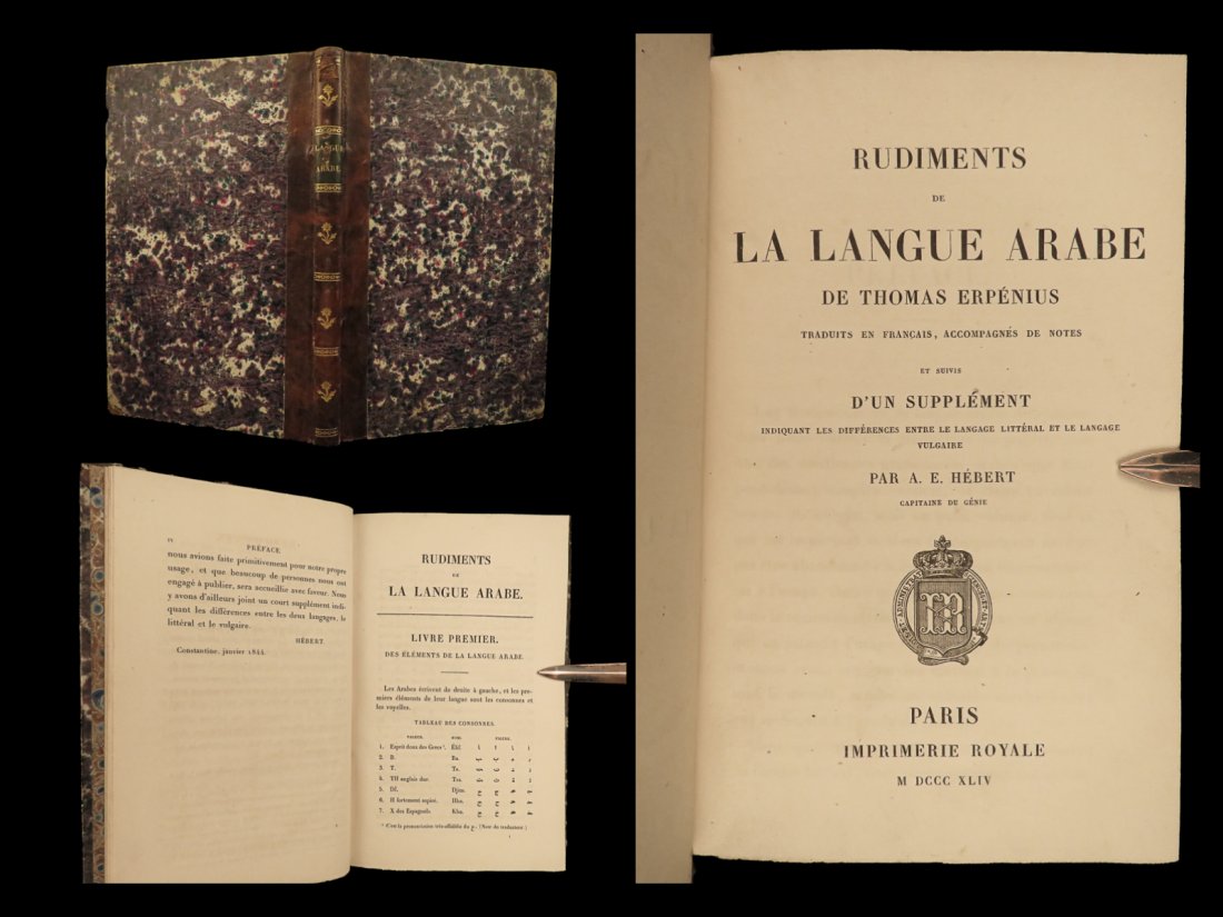 1844 ARABIC Language 1ed Rudiments of Grammar Dutch Thomas van Erpe French (1 of 10)