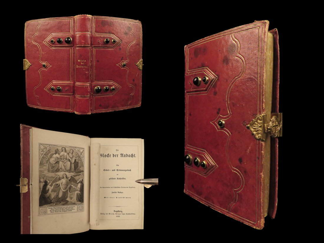 1853 Rare German Fine Binding Glocke de Andacht Hymns Bible Prayers Augsburg (1 of 10)