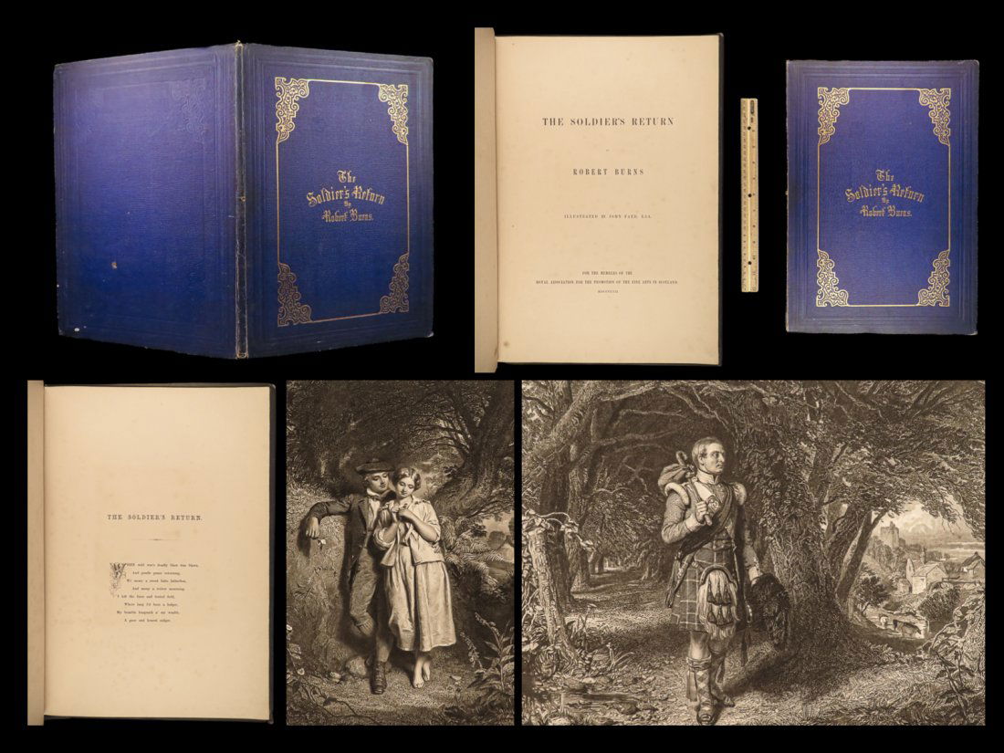 1857 ENORMOUS 1ed Robert Burns Soldiers Return FOLIO Faed ART Scottish Poem (1 of 10)