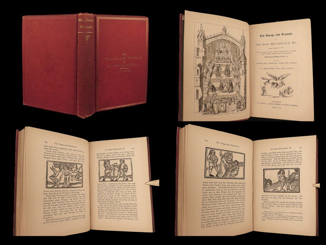 1866 Voyage Travels of Sir John Mandeville Medieval Legend Marco Polo Halliwell (1 of 10)