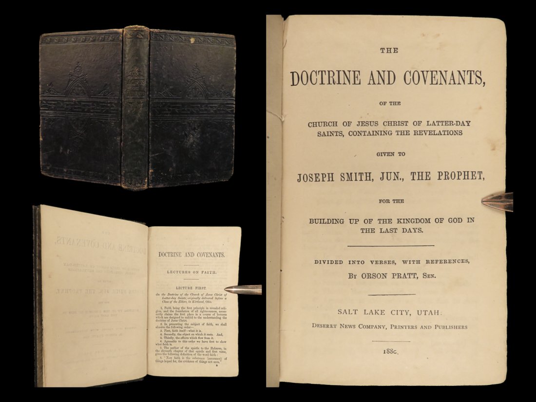 1880 Mormon Doctrine & Covenants Joseph Smith Mormonism LDS Salt Lake City ed: 1880 Mormon Doctrine & Covenants Joseph Smith Mormonism LDS Salt Lake City ed Doctrine and Covenants is book from the scripture canon of the Church of Mormon and the Church of Latter-Day Saints. It is