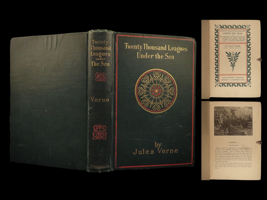 1890 Jules VERNE 20000 Leagues Under Sea French Illustrated CLASSIC Philadelphia (1 of 10)