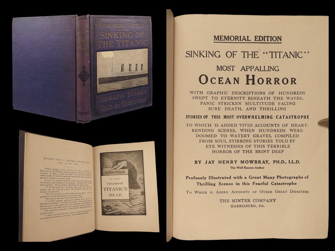 1912 1ed Sinking of the TITANIC Shipwreck Illustrated Survivor Stories Iceberg: 1912 1ed Sinking of the TITANIC Shipwreck Illustrated Survivor Stories Iceberg â€œSinking of the Titanic” is a thrilling account penned by Jay Henry Mowbray in the aftermath of the disastrou