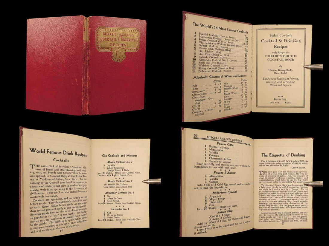 1934 Cocktails 1ed Barney Burke Drink Recipes Alcohol Martini Liquor Bartender: 1934 Cocktails 1ed Barney Burke Drink Recipes Alcohol Martini Liquor Bartender Harman Burke, more commonly known as Barney Burke, was an early 20th-century American mixologist and bartender who is bes