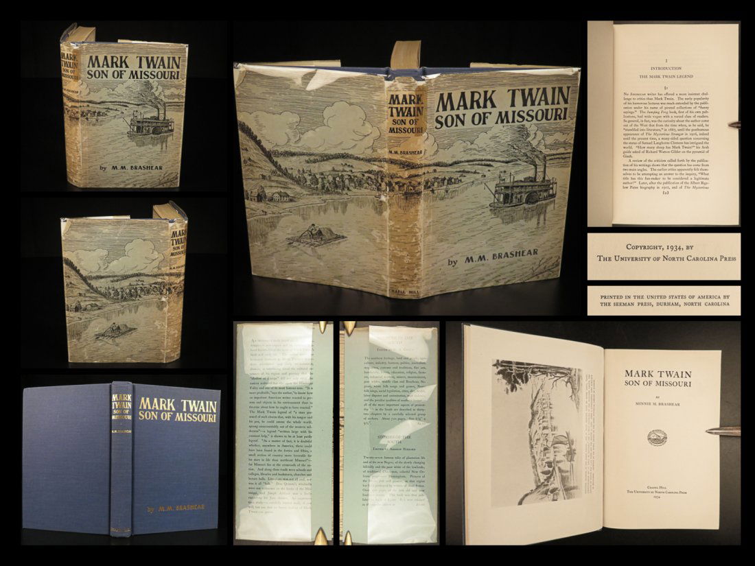 1934 1ed Mark Twain Son of Missouri Biography by Minnie Brashear + DJ (1 of 10)