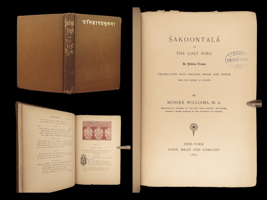 1885 INDIAN Epic ÅšAKOONTALÃ Lost Ring Shakuntala AbhijÃ±ÄnaÅ›Äkuntala MAHABHARATA: 1885 INDIAN Epic ÅšAKOONTALÃ Lost Ring Shakuntala AbhijÃ±ÄnaÅ›Äkuntala MAHABHARATA â€œÅšakoontalÃ¡; or The Lost Ring: An Indian Drama” is a translation by Monier Williams of K�