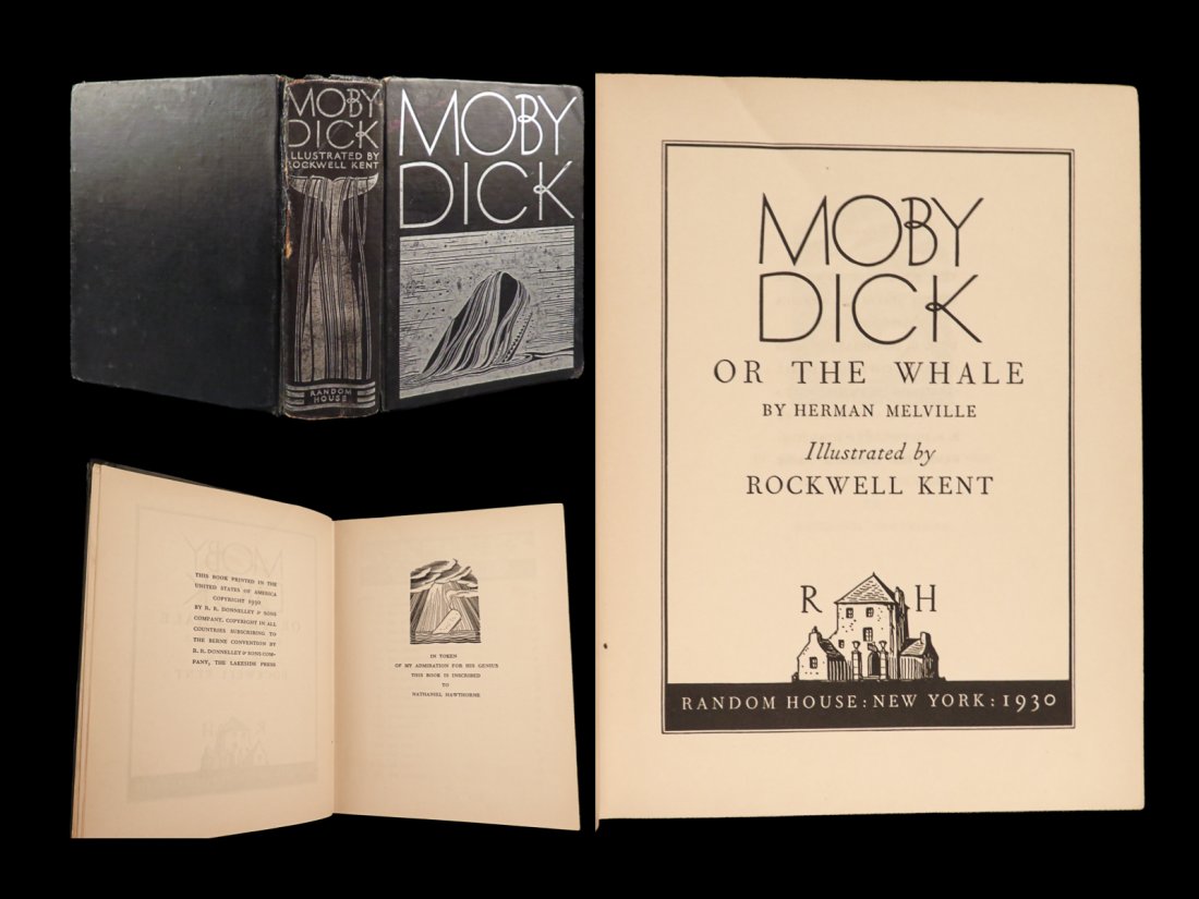 1930 Moby Dick 1ed Herman Melville Whaling Voyage Rockwell Kent ART Illustrated: 1930 Moby Dick 1ed Herman Melville Whaling Voyage Rockwell Kent ART Illustrated â€œMoby Dick” is perhaps the most famous sea adventure novel of the 19th-century. First appearing in periodica