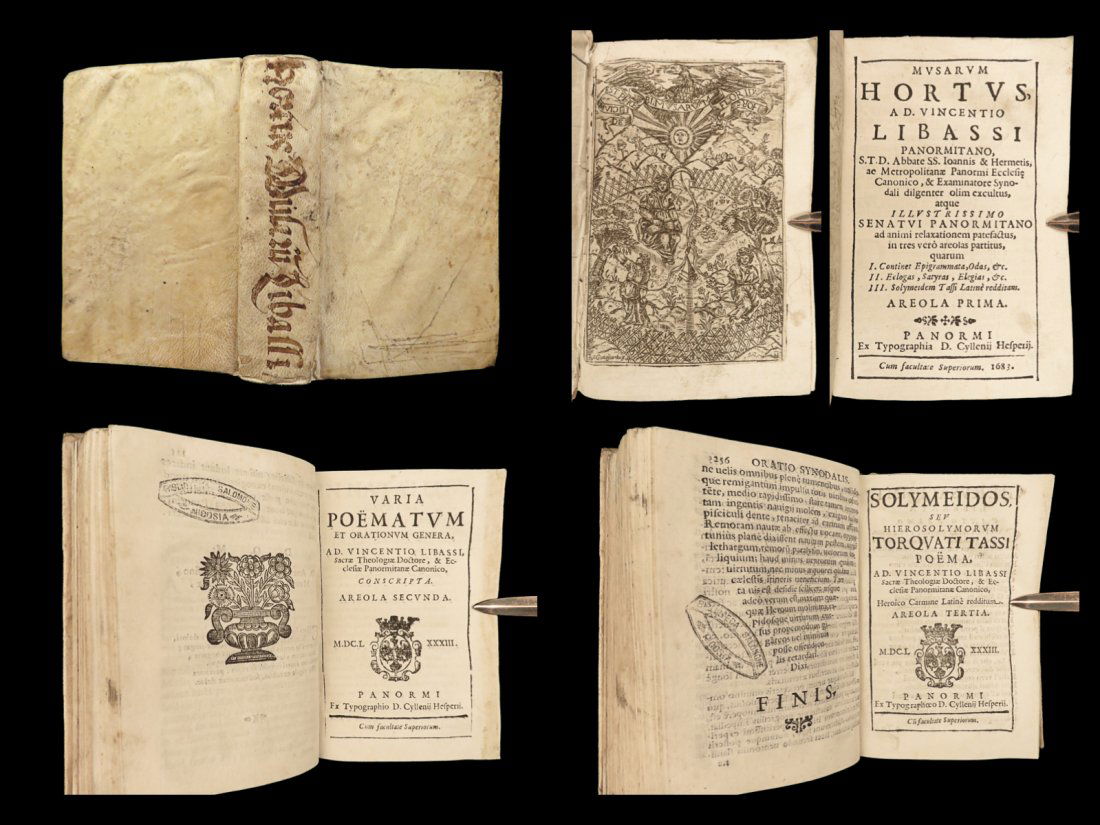 1683 RARE Italian Poetry Palermo Italy Vincent Libassi Musarum Hortus Vellum 3in1 (1 of 10)