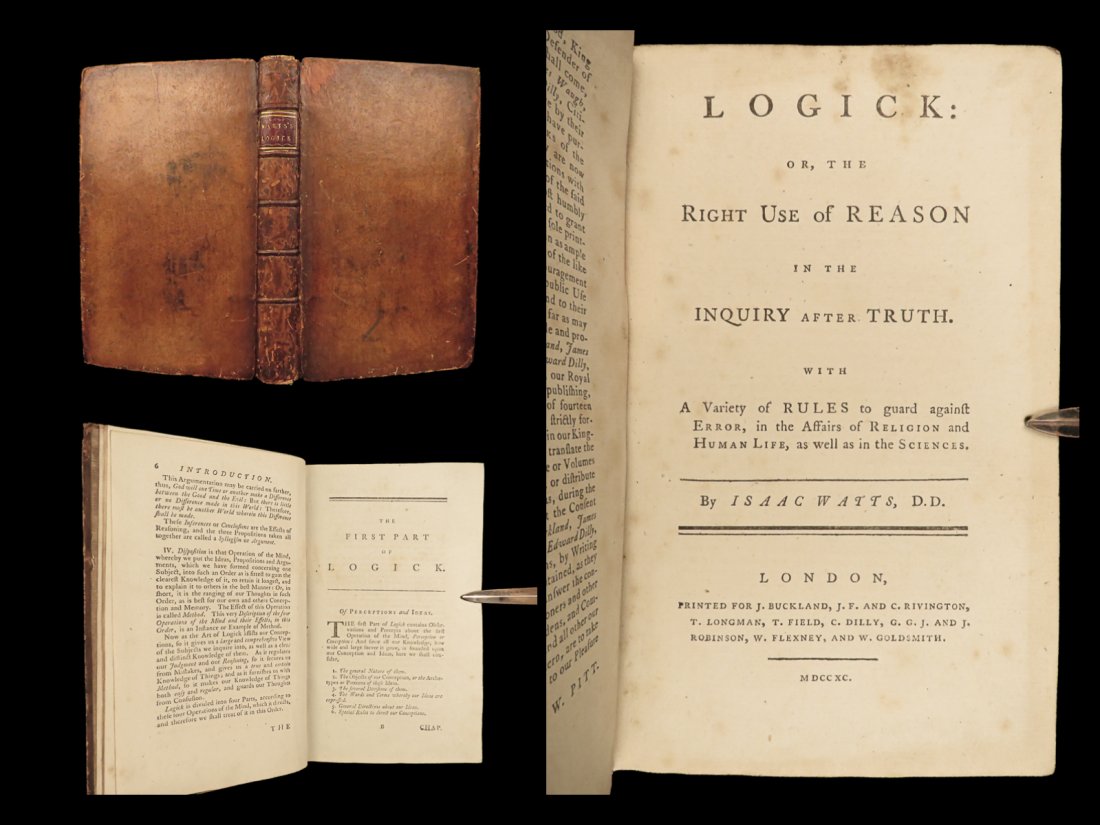 1790 LOGIC by Isaac Watts English Philosophy Reason Locke Human Understanding (1 of 10)