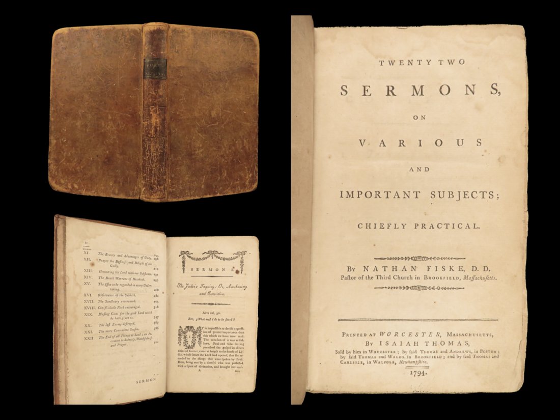 1794 BIBLE 1ed Twenty Two Sermons Nathan Fiske ISAIAH THOMAS Massachusetts (1 of 10)