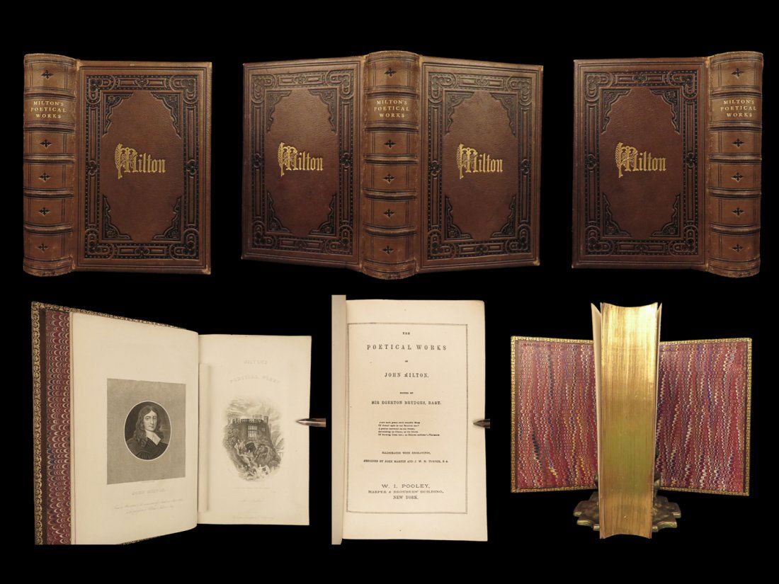 1868 JOHN MILTON Paradise Lost BEAUTIFUL Leather Binding Famed ART Martin Turner (1 of 10)