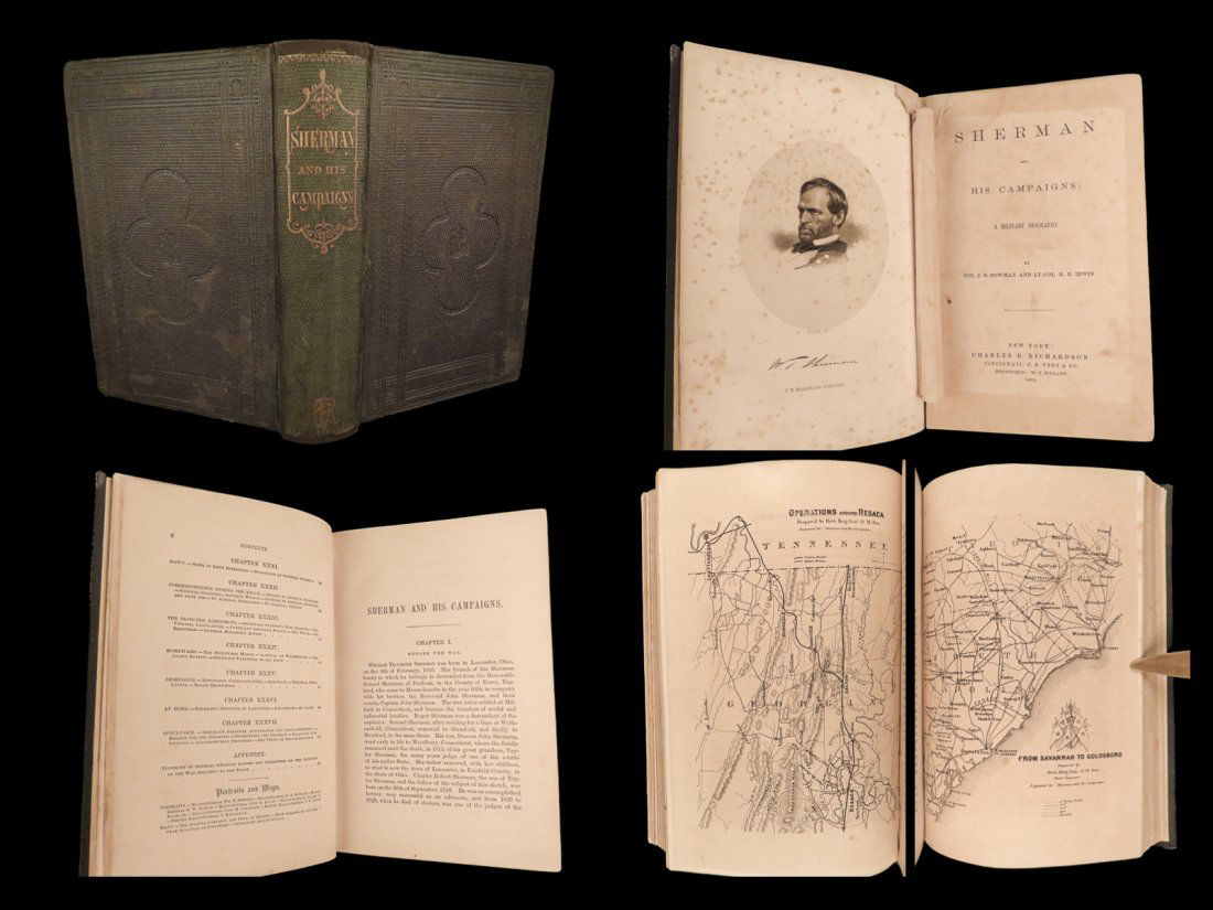 1865 Sherman Campaigns 1st ed Civil War Union Biography Maps Military Col Bowman (1 of 10)