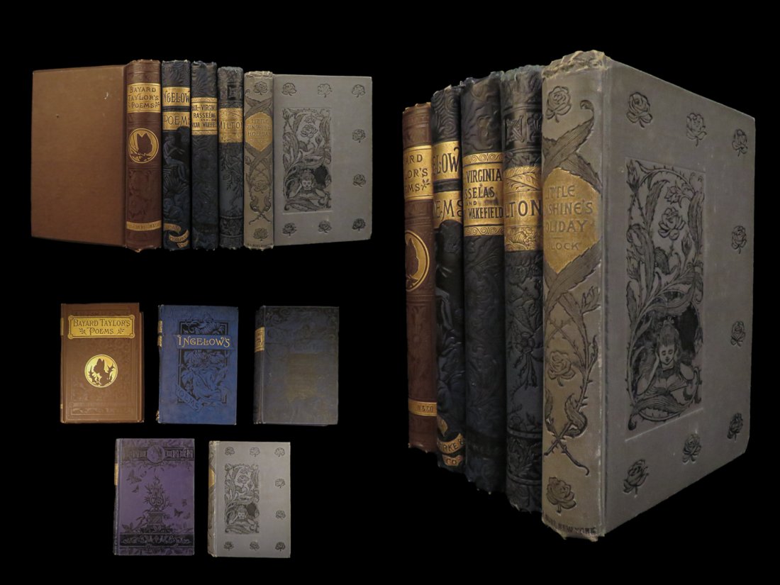 1883 5 Book Lot Poetry Bayard Taylor Milton Ingelow St Pierre Paul et Virginia (1 of 10)
