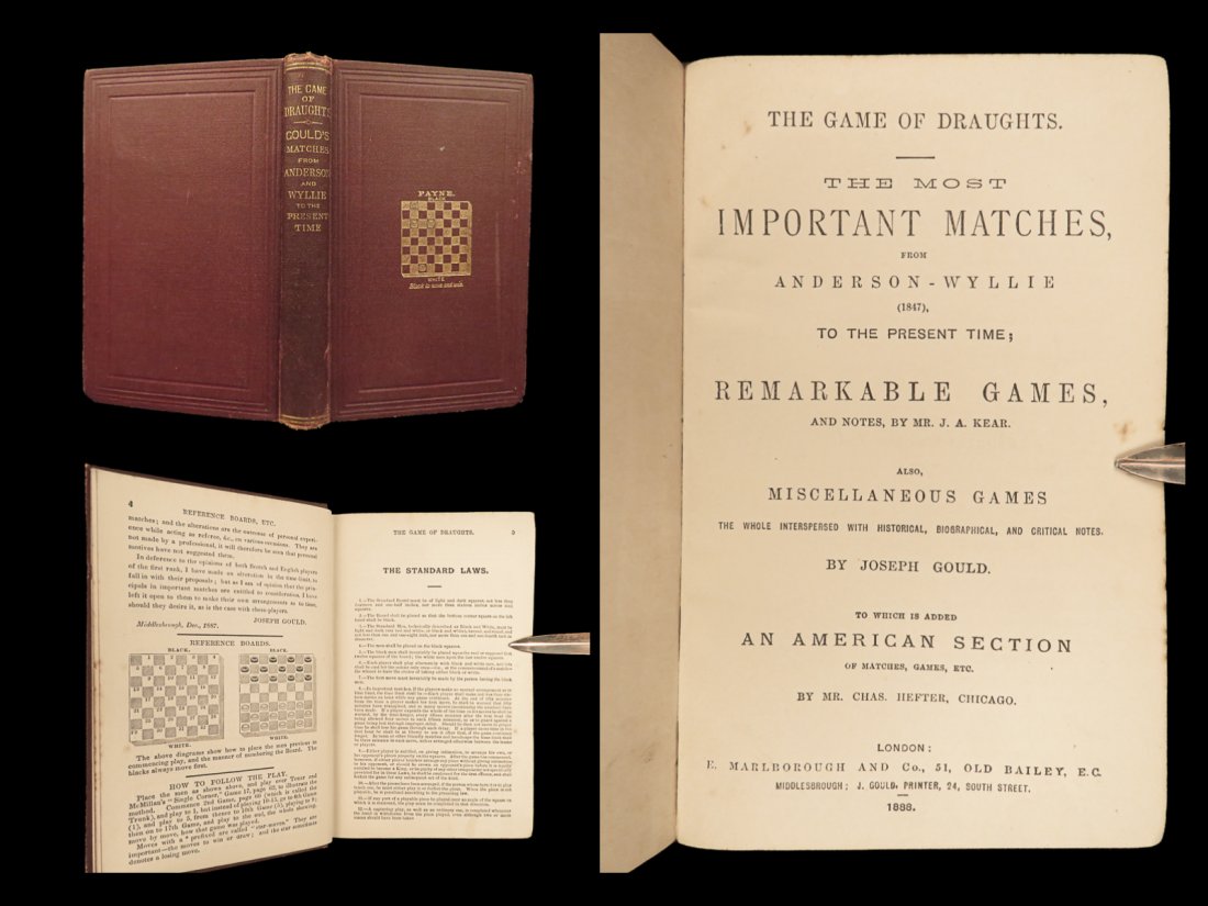 1888 Game of Draughts CHECKERS Strategy Technique History Classic Matches Chess: 1888 Game of Draughts CHECKERS Strategy Technique History Classic Matches Chess â€œThe Game of Draughts. The Most Important Matches, from Anderson-Wyllie (1847), to the Present Time.” by Jos