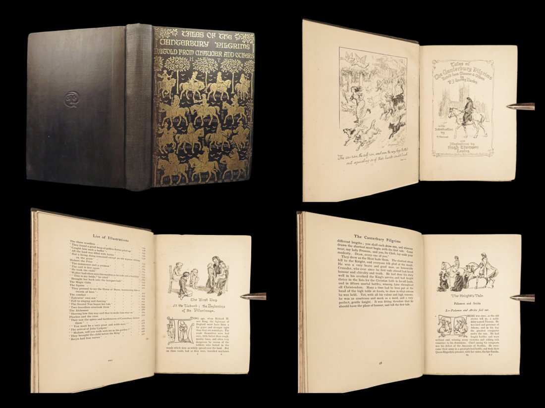 1904 Canterbury Tales 1ed Geoffrey Chaucer Pilgrims Knights Hugh Thomson ART (1 of 10)