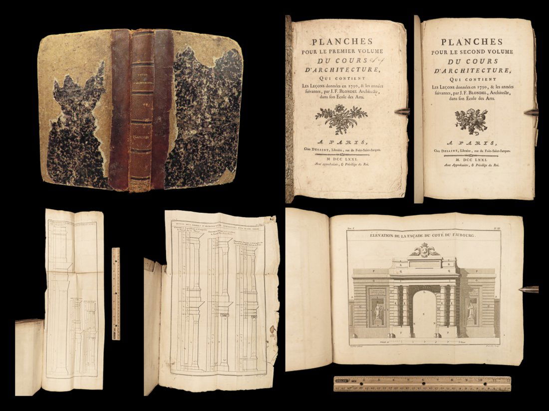 1771 French Architecture 1ed Blondel Illustrated Palaces Columns Statues ART 2n1 (1 of 10)
