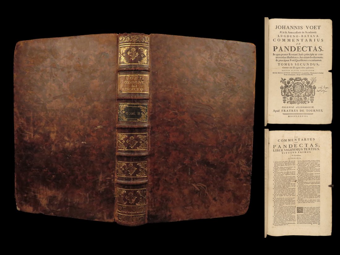 1778 HUGE FOLIO Voet LAW Commentary on Justinian Pandects Corpus Juris Civilis (1 of 10)