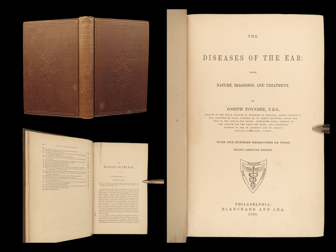 1865 Diseases of the Ear Toynbee Audiology Otology Medicine Illustrated Anatomy: 1865 Diseases of the Ear Toynbee Audiology Otology Medicine Illustrated Anatomy Joseph Toynbee was a 19th-century English audiologist and otologist known for his studies in ear diseases. Most of his f