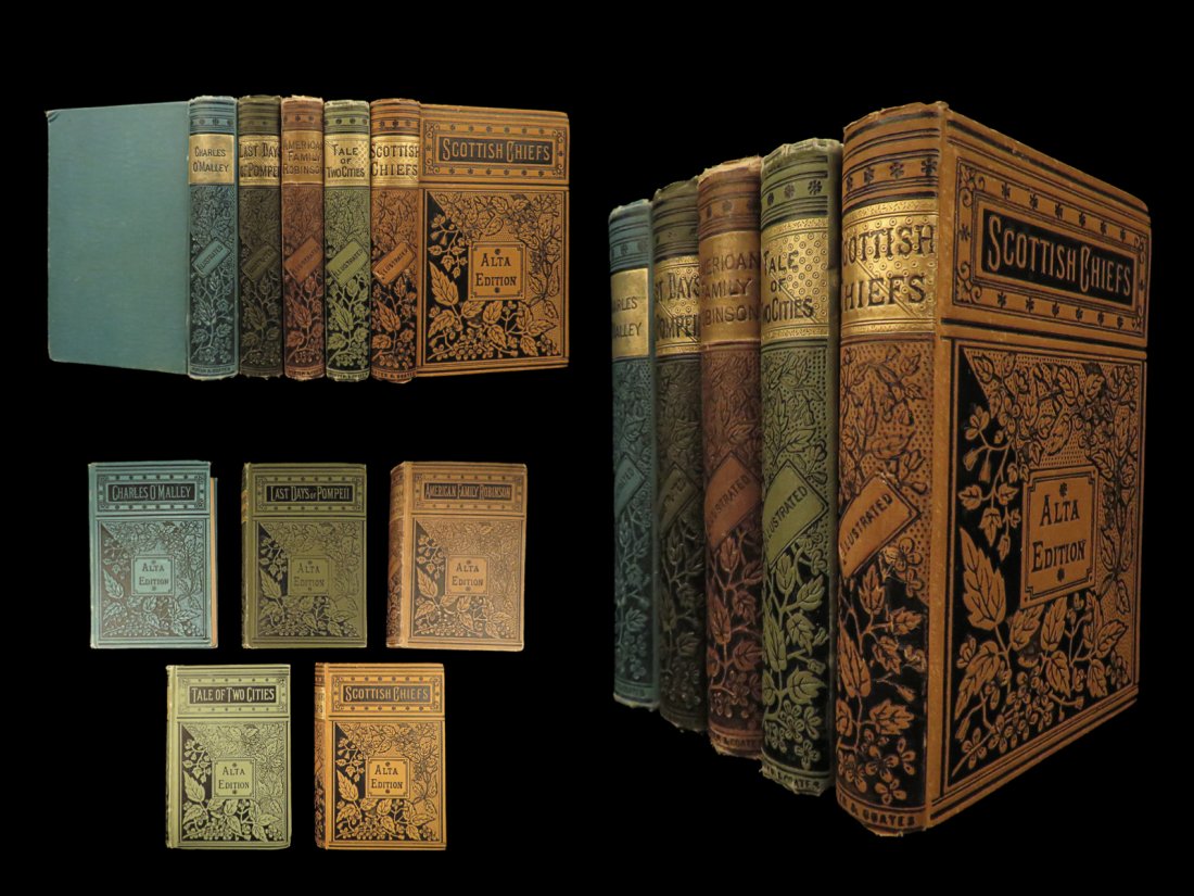 1875 5 Books Dickens Tale of Two Cities Lytton Pompeii American Family Robinson (1 of 10)