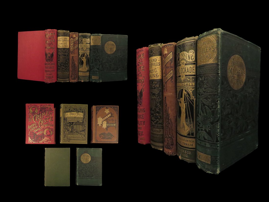 1878 RARE 5 Book Lot CIVIL WAR Battles USA James Blaine Joaquin Miller Poems (1 of 10)
