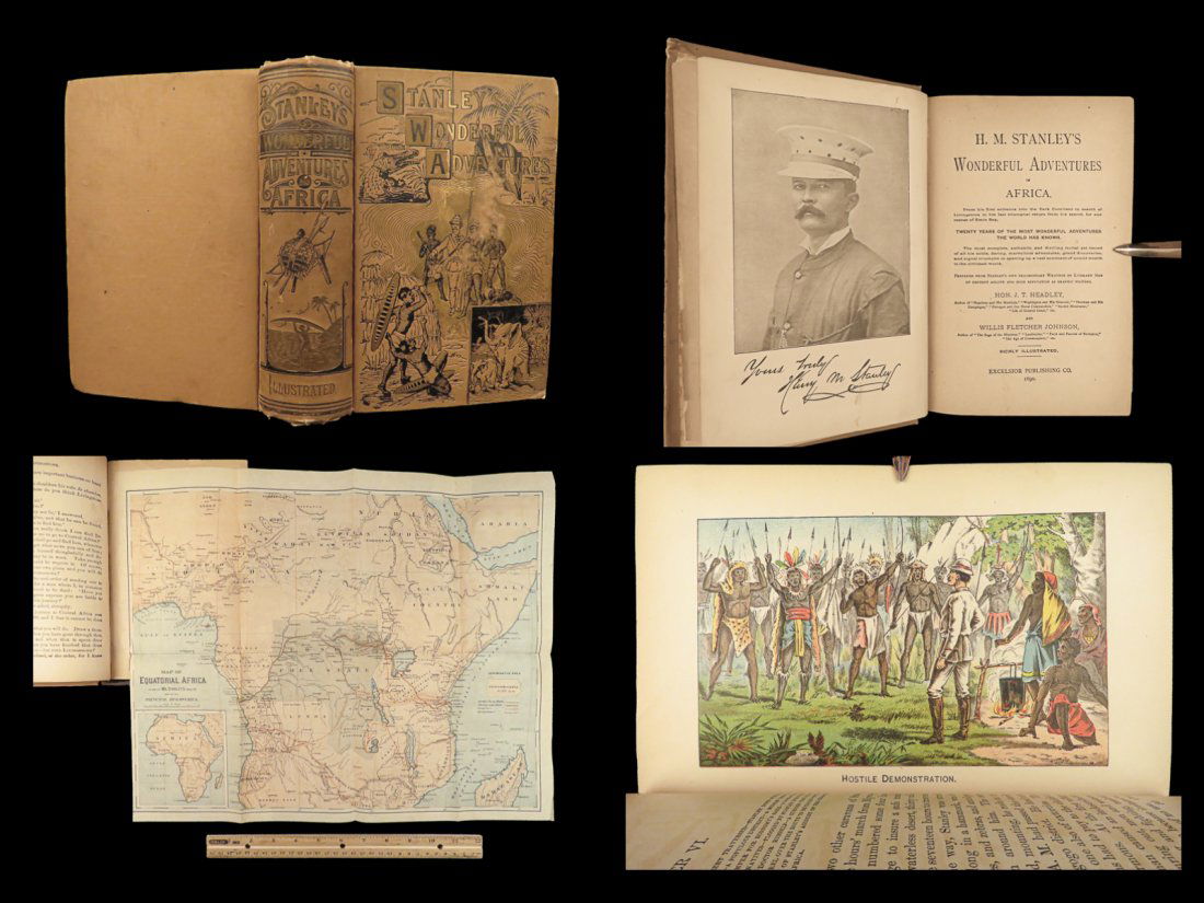 1890 AFRICA 1ed HM Stanley Adventures in Exploration LIVINGSTONE Emin Pasha MAP (1 of 10)