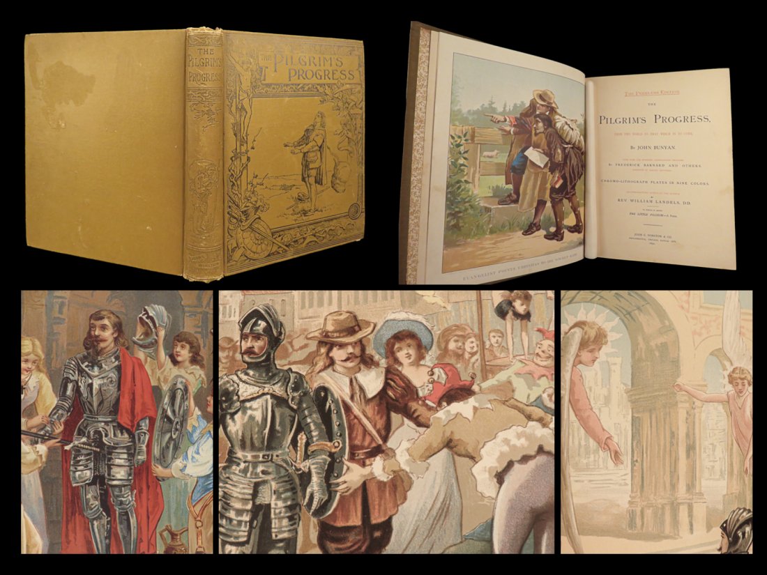 1891 Pilgrims Progress John Bunyan Puritan Christian Bible ART Illustrated (1 of 10)