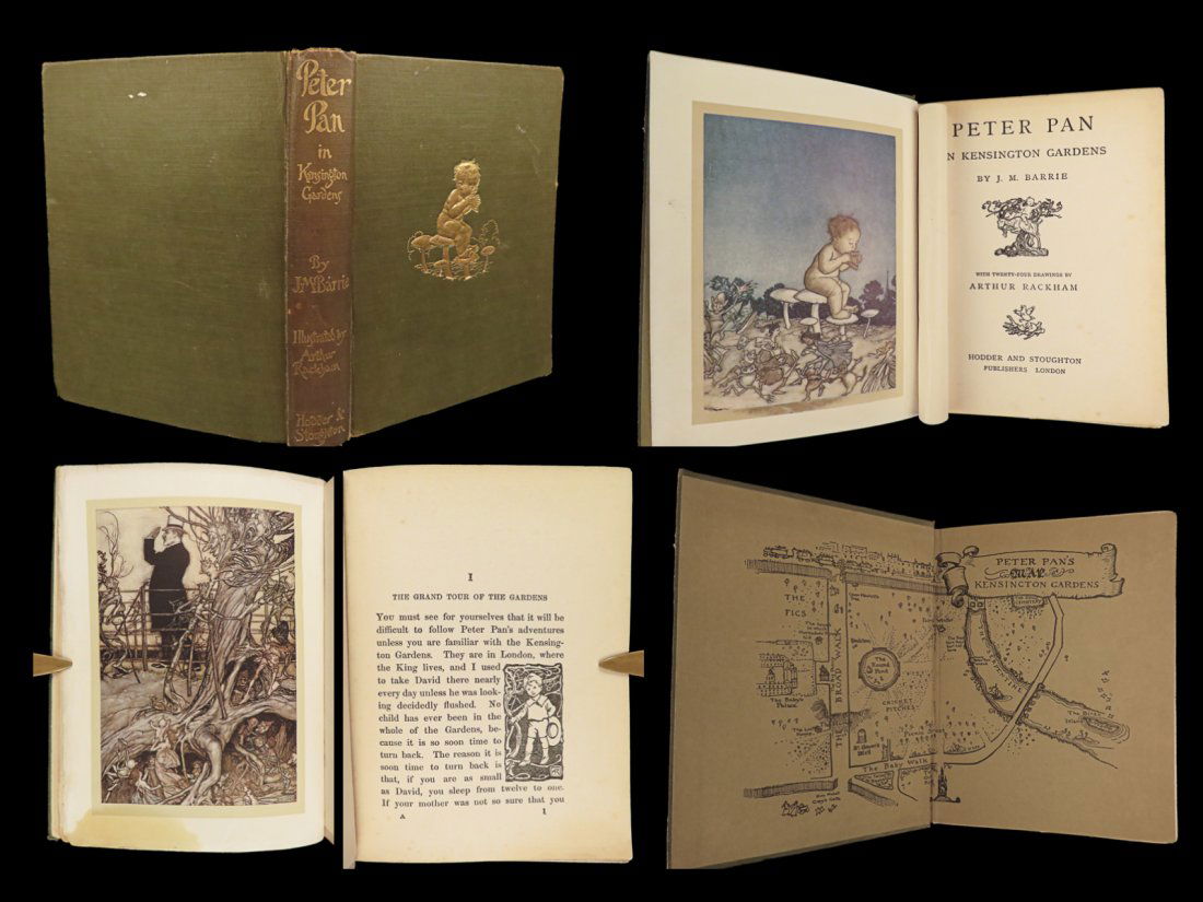 1910 PETER PAN Arthur Rackham COLOR Illustrated JM Barrie Kensington Gardens (1 of 10)