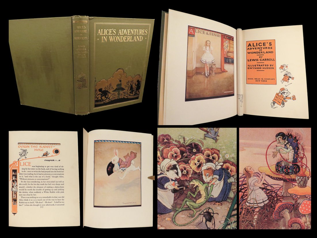 1922 Alice in Wonderland Lewis Carroll Literature ART Color Illustrated Hudson (1 of 10)