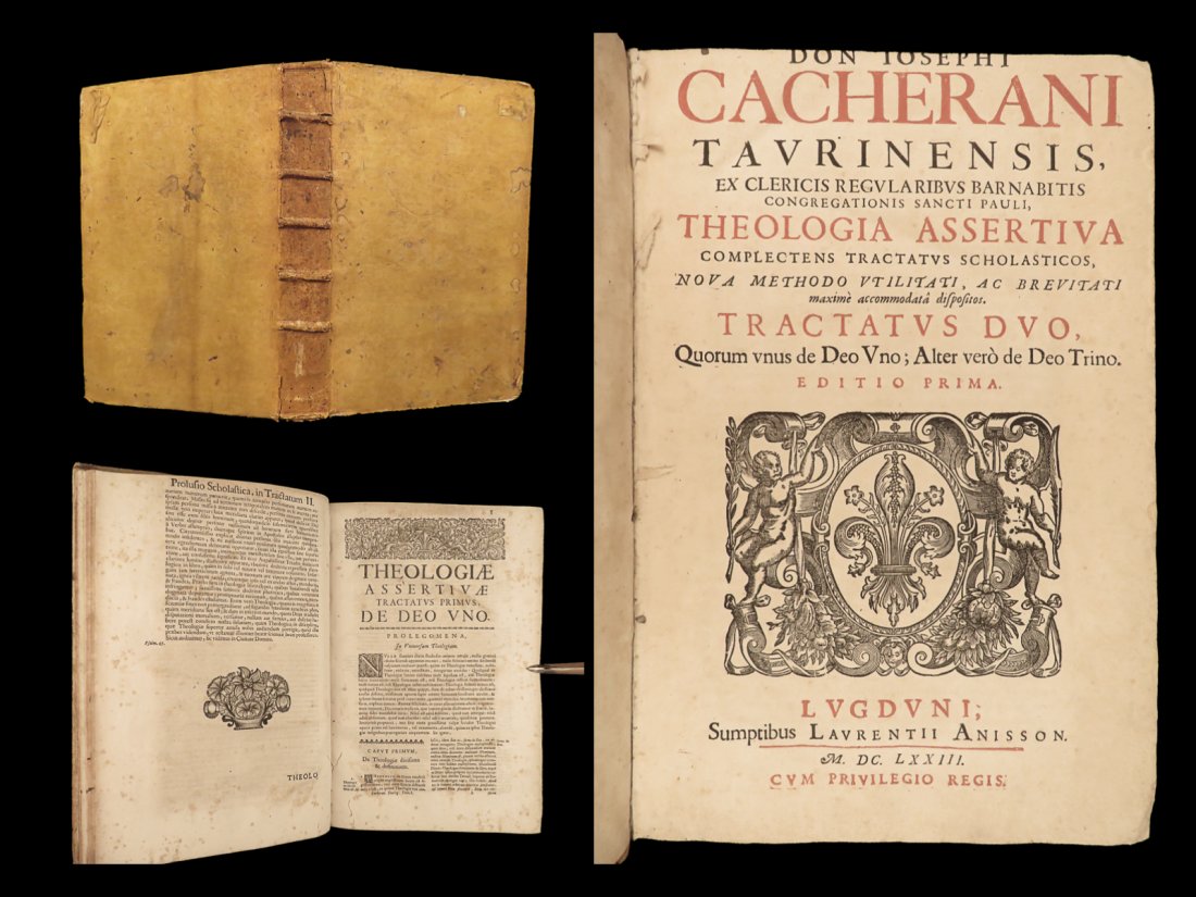 1673 CATHOLIC BIBLE THEOLOGY 1st ed Cacherano Doctrines Sacraments HUGE FOLIO: 1673 CATHOLIC BIBLE THEOLOGY 1st ed Cacherano Doctrines Sacraments HUGE FOLIO Giuseppe Cacheranos “Theologia assertive” is a rare 17th-century collection of theological treatises. This work of
