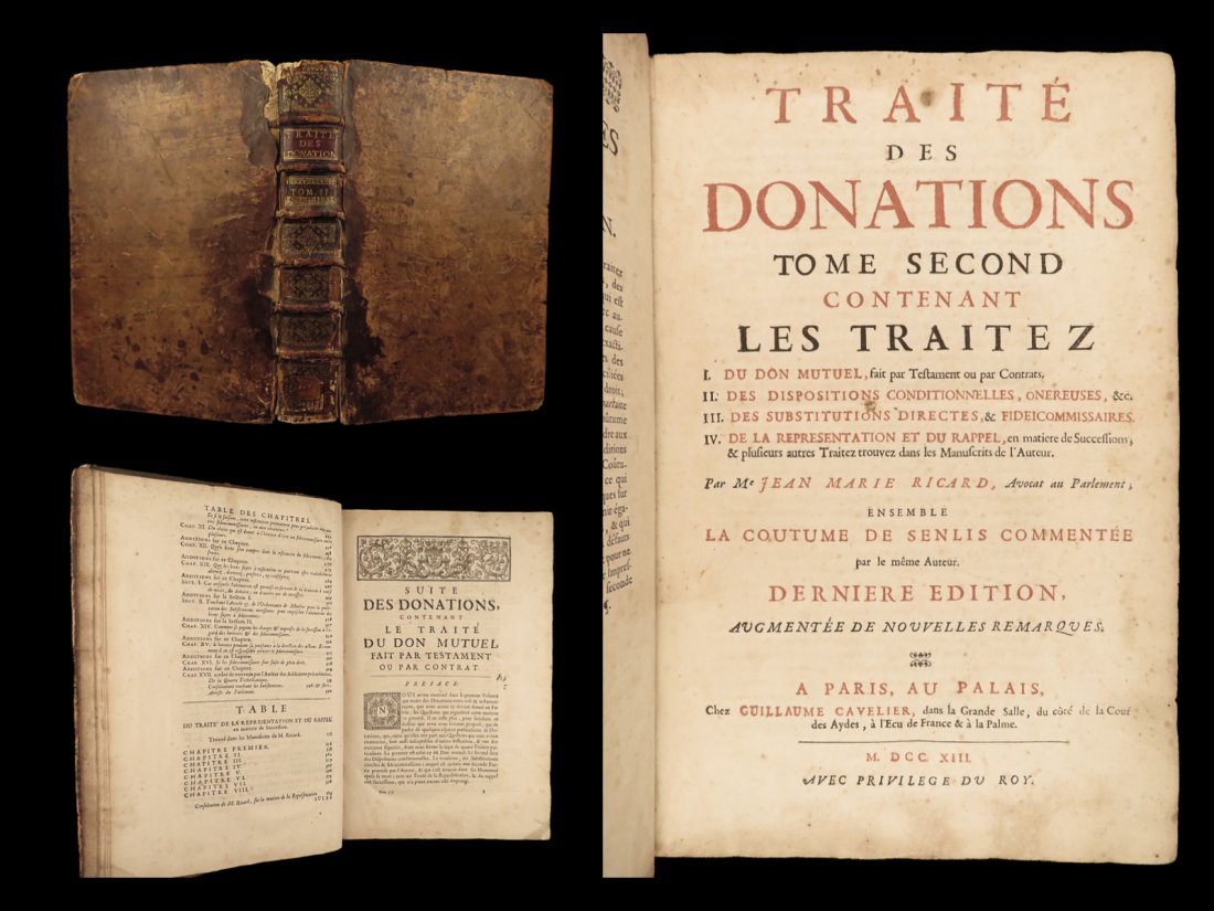 1713 HUGE FOLIO on Legal Donations French LAW Ricard Dispositions & Provisions: 1713 HUGE FOLIO on Legal Donations French LAW Ricard Dispositions & Provisions Jean Marie Ricard was a 17th-century French jurist known for his treatises on legal consultation and representation. One 