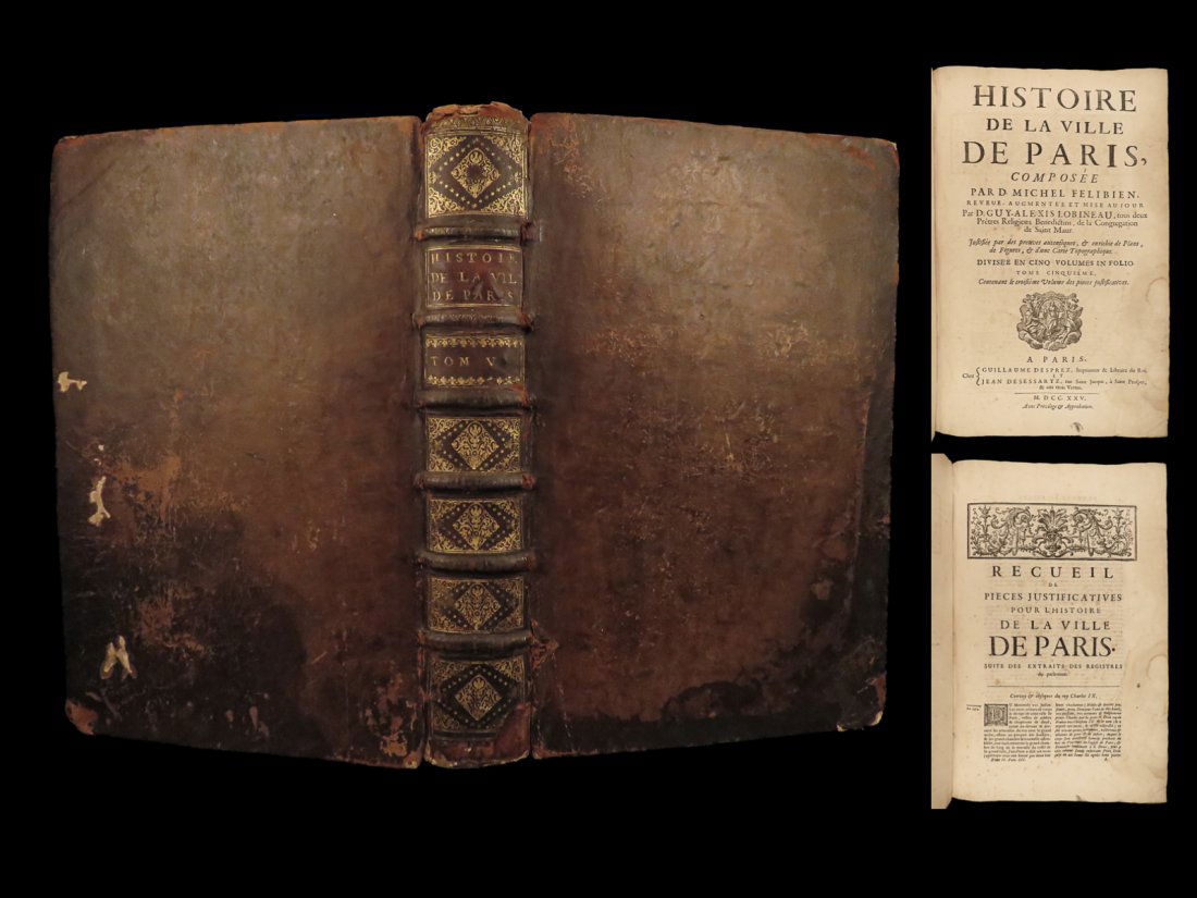 1725 HUGE FOLIO Felibien PARIS France Notre Dame Architecture Louis XV Henri IV (1 of 10)