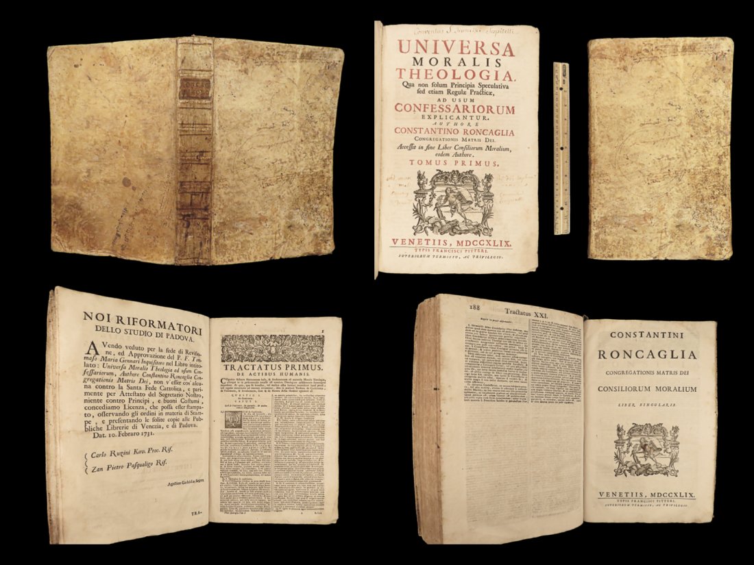 1749 HUGE FOLIO Roncaglia Catholic Theology VENICE Italy Vellum Church Vatican: 1749 HUGE FOLIO Roncaglia Catholic Theology VENICE Italy Vellum Church Vatican Constantino Roncaglia was an early 18th-century Italian theologian. His final and arguably most important work was his ��