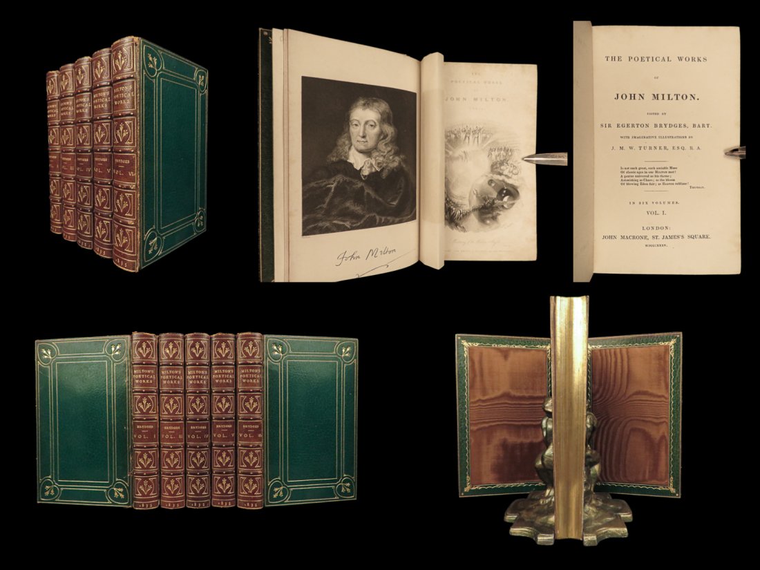1835 EXQUISITE Leather John MILTON Paradise Lost FAMED Turner Art English 5v (1 of 10)