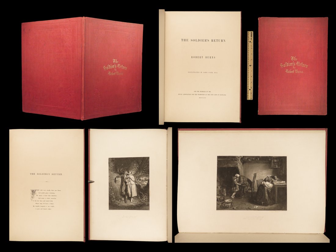 1857 ENORMOUS 1ed Robert Burns Soldiers Return FOLIO Faed ART Scottish Poem (1 of 10)
