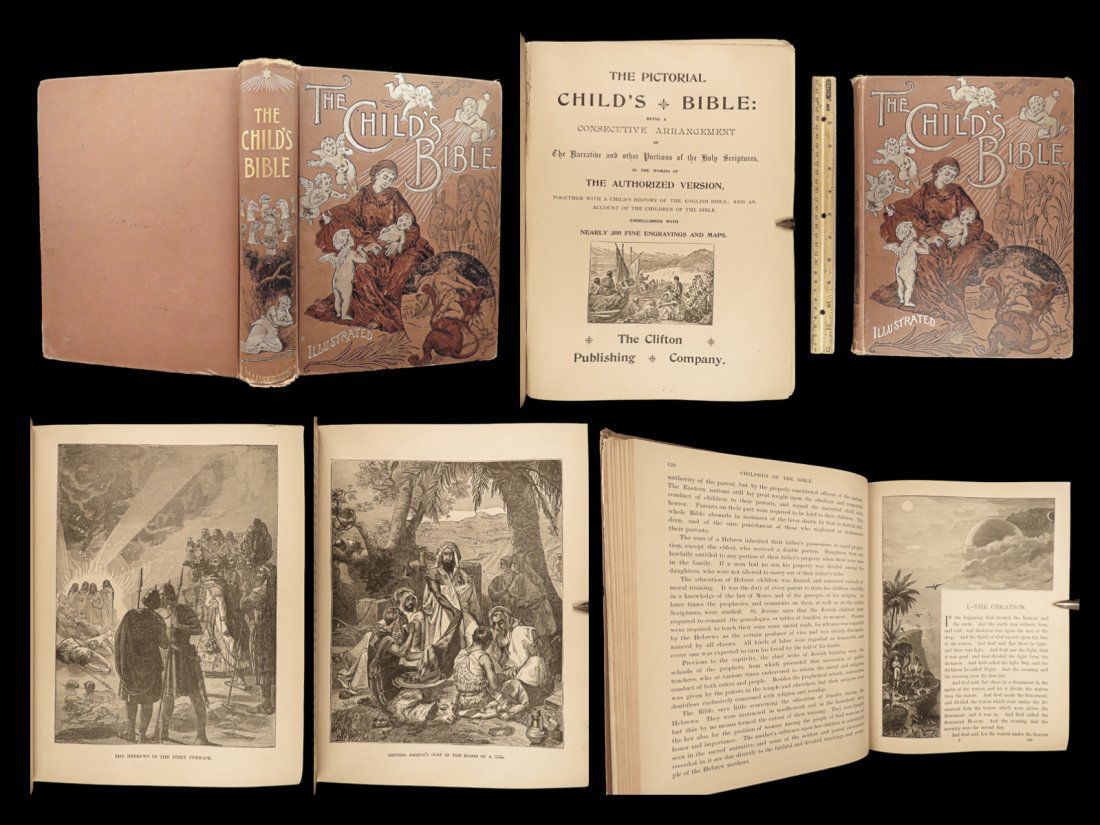 1879 Pictorial Childrens Bible 300 ENGRAVINGS Gustave Dore ART FOLIO Maps (1 of 10)