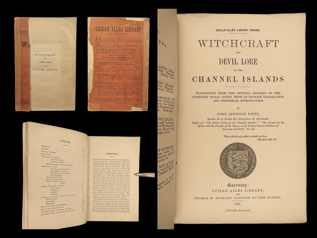 1886 WITCH TRIALS 1ed Channel Islands Jersey Guernsey TORTURE Salem Devils RARE (1 of 10)