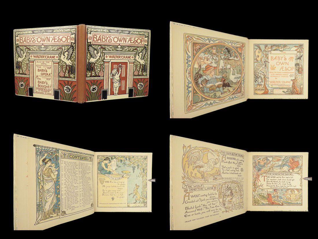 1887 Babys Own Aesop Fables WALTER CRANE Illustrated Childrens Tortoise & Hare (1 of 10)