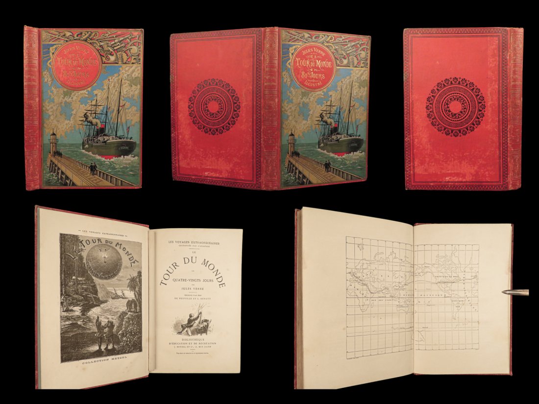 1895 Jules Verne Around the World in 80 Days Adventure Voyages French Hetzel: 1895 Jules Verne Around the World in 80 Days Adventure Voyages French Hetzel “Reality provides us with facts so romantic that imagination itself could add nothing to them.” ? Jules Verne Jules