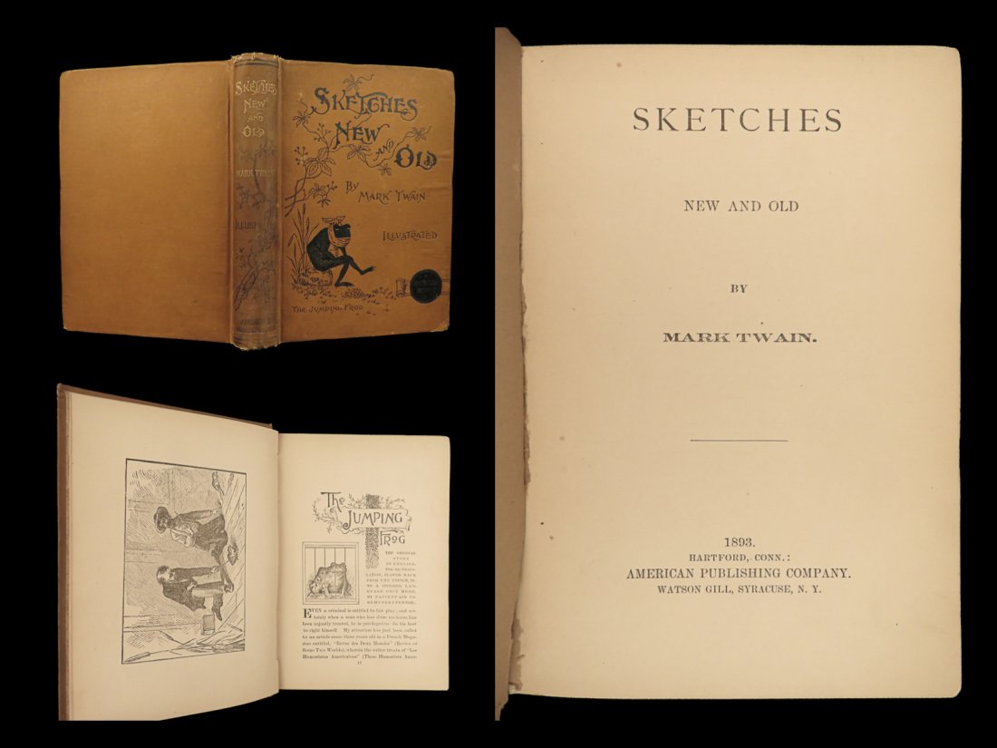 1893 Mark TWAIN Sketches Samuel Clemens Jumping Frog Raise Poultry Illustrated (1 of 10)