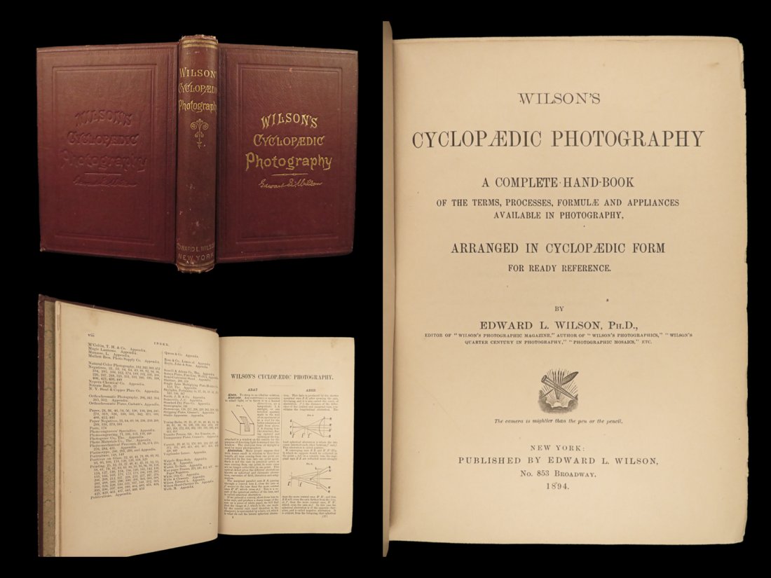 1894 Early PHOTOGRAPHY 1ed Wilsons Cyclopaedic Illustrated Art Optics Camera (1 of 10)