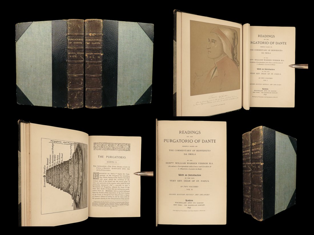 1897 DANTE Divine Comedy Medieval Rambaldi Imola Commentary Vernon 2v SET (1 of 10)