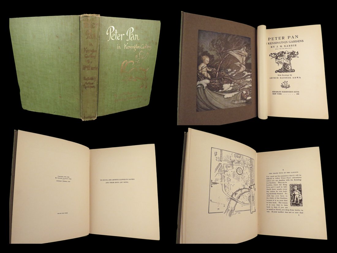 1908 Peter Pan Kensington Gardens JM Barrie Arthur Rackham COLOR Illustrated (1 of 10)