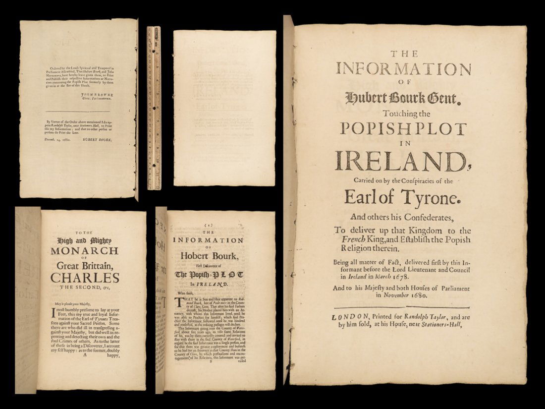 1680 POPISH PLOT Hubert Bourk England King Charles II Ireland Treason (1 of 10)