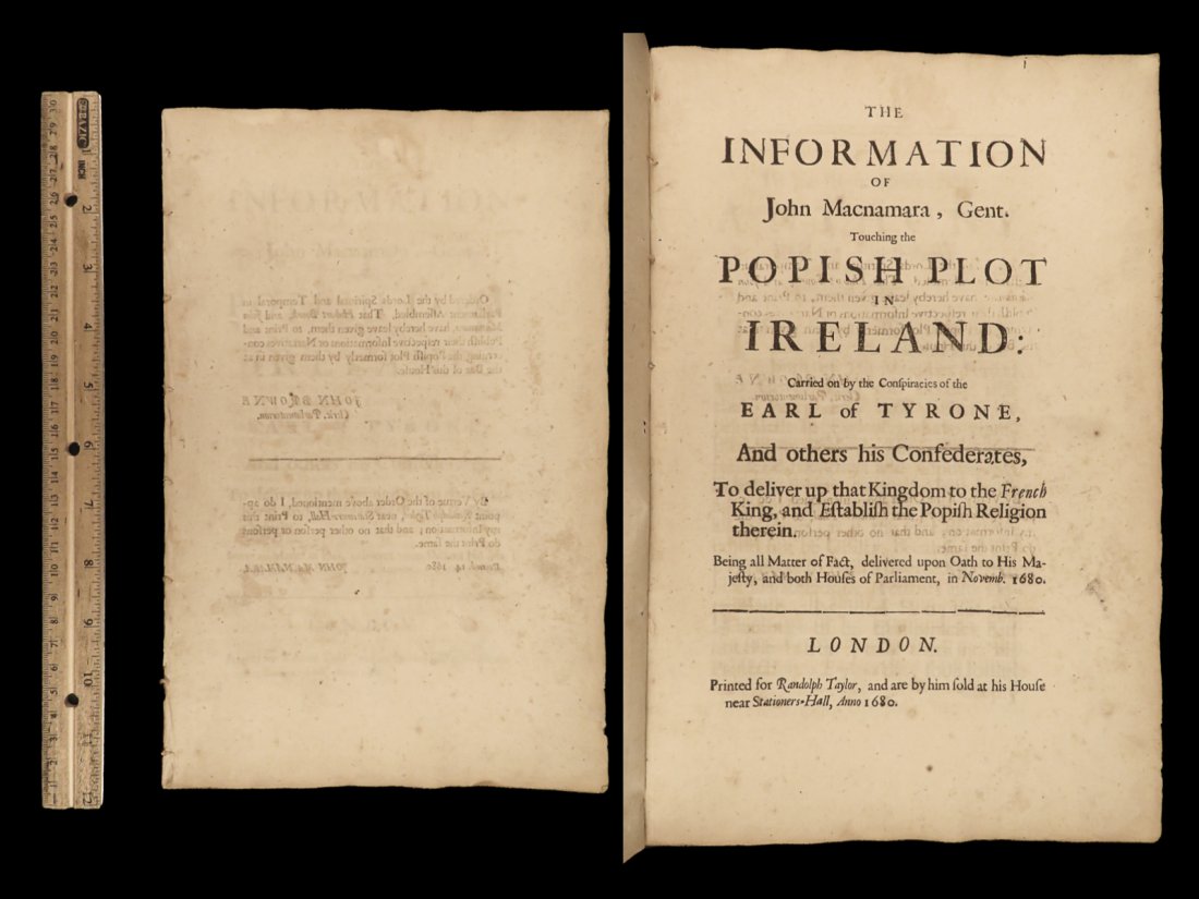 1680 John Macnamara on the POPISH PLOT England King Charles II Ireland Treason (1 of 10)