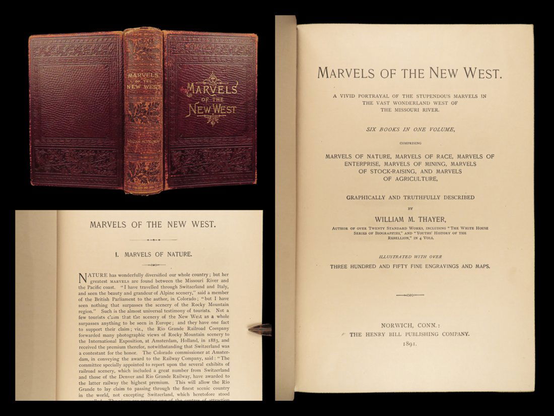 1891 Marvels of American West Yellowstone Yosemite GOLD Mines INDIANS Thayer (1 of 10)