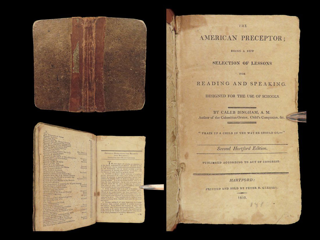 1810 Anti Slavery American Preceptor Public Education Columbian Orator Bingham (1 of 10)