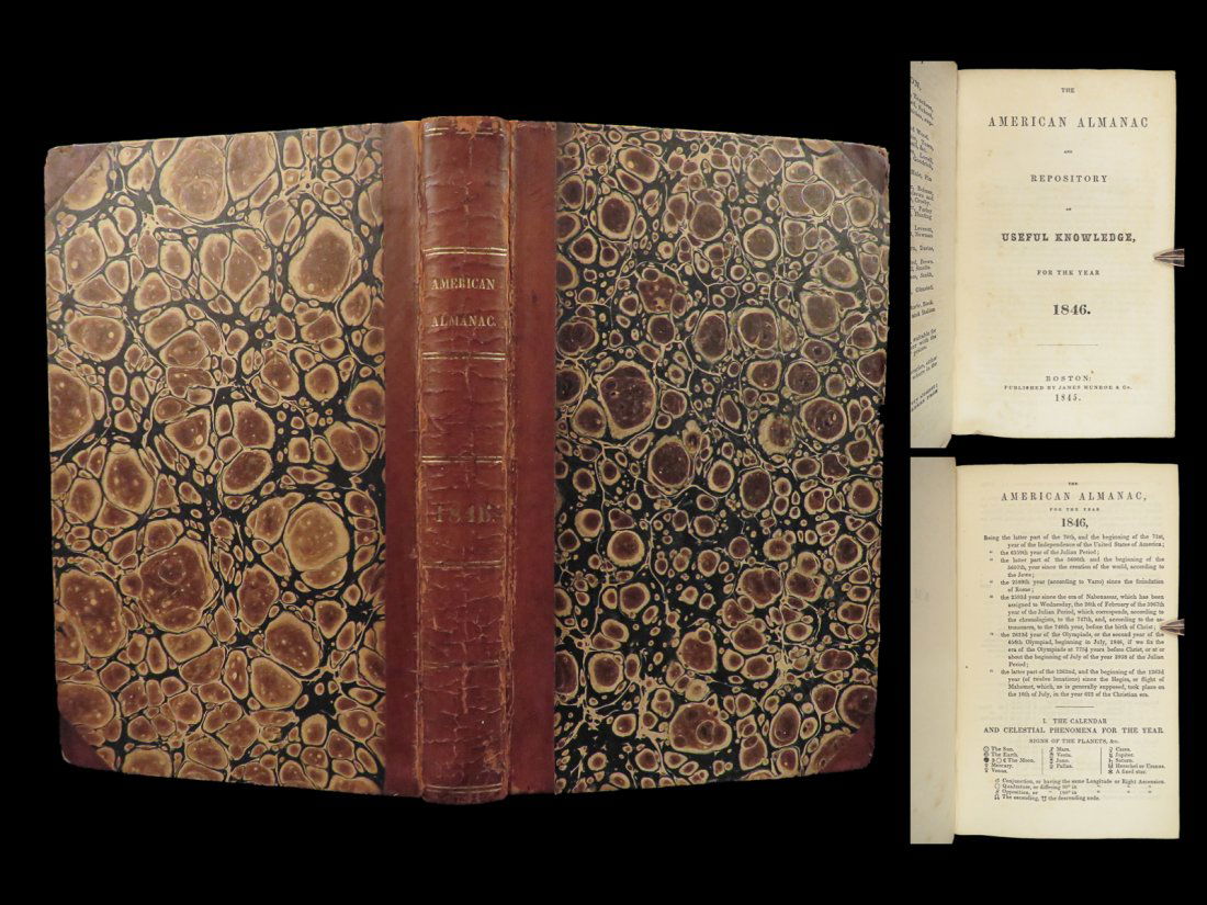 1846 American Almanac 1ed US History Agriculture Lunar Tables RAILROAD Census (1 of 10)