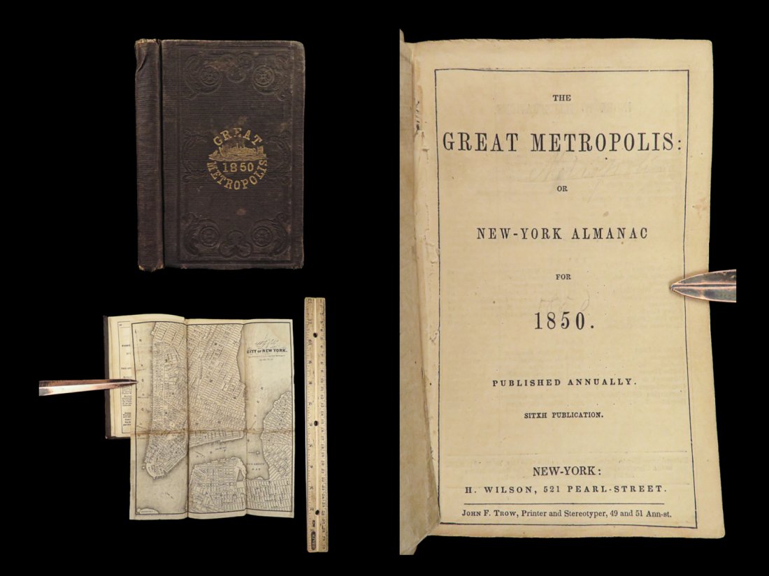 1850 NEW YORK City MAP Almanac Broadway RARE The Great Metropolis (1 of 10)
