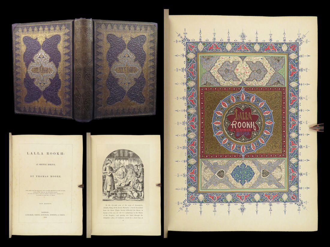 1856 Lalla Rookh Thomas Moore ILLUMINATED Romance Poem Mughal Aurangzeb TENNIEL (1 of 10)