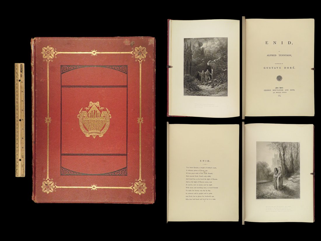 1868 HUGE Idylls King Arthur Alfred Tennyson ENID Illustrated Gustave DORE ART (1 of 10)
